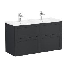 Vitra Root Classic 68943 Lavabo Dolabı, Dört Çekmeceli, 120 Cm, Mat Grafit, Köşeli Lavabolu